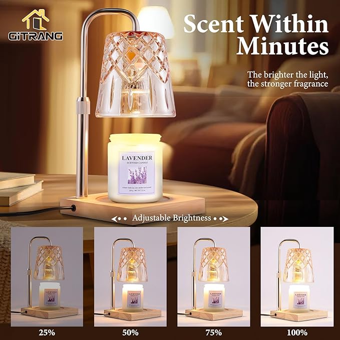 Candle Warming Lamp with Timer Dimmer,House Warming Gifts New Home Decor, Birthday Gifts for Women Mom,Height Adjustable Wax Melts Warmer for Jar Candles with 3 Bulbs，Thanksgiving Gifts Decor Lamp