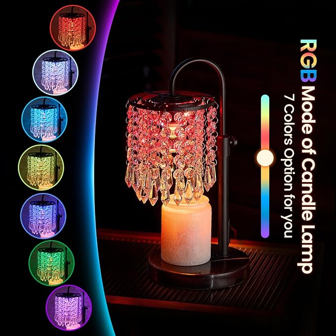 Candle Warmer Lamp with Timer Dimmer and 3 Bulbs, Lamp Candle Warmer with Marble Base,Wax Melt Warmer for Jar Candles, Birthday Gifts for Women Mom, House Warming Gifts New Home Decor (RGB-Black)