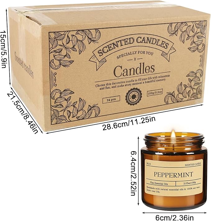 24-Pack 3.05oz Scented Candle Gift Sets - 12 scents Jars Natural Soy Wax for Women, Home Decoration and Elegant Occasions
