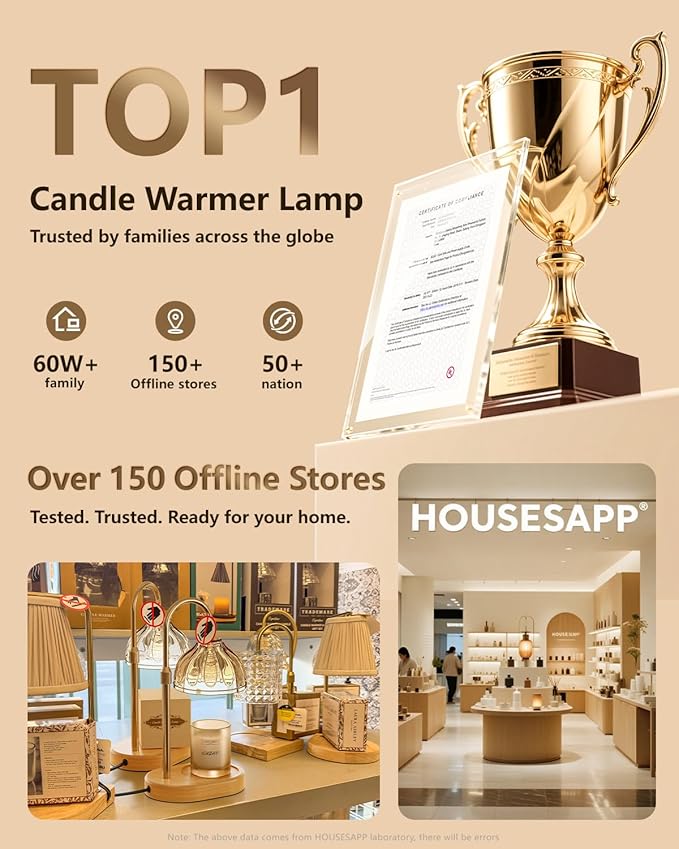 HouseSapp Candle Warmer Lamp, Wax Melt Warmer with Timer Dimmer, Height Adjustable, Black Lampshade, Includes 2 Bulbs, Birthday Gifts for Women, Mom, Christmas, Housewarming
