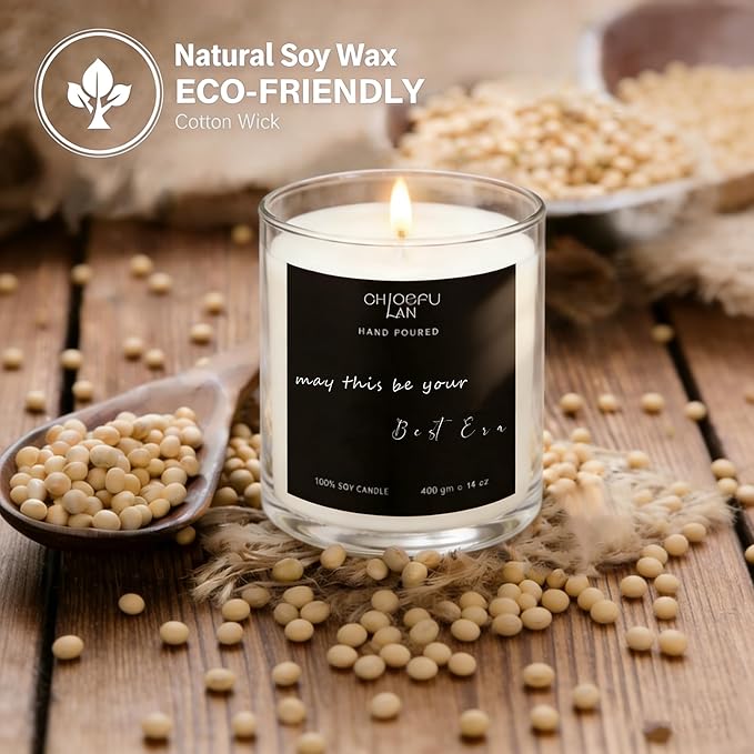 Chloefu LAN Inspirational Motivational Candles, May This Be Your Best Era, Gardenia Candle for Home Decor, Housewarming & Celebration Gifts, Self-Care & Milestone Gifts, Highly Scented