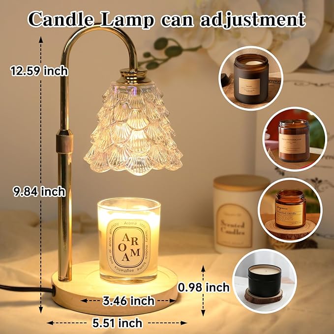 GEEZO Fragrance Candle Warmer Lamp，Electric Candle Warmer with Timer & Dimmer，Mom Christmas Birthday Gifts for Women, House Warming Gifts New Home Bedroom Decor