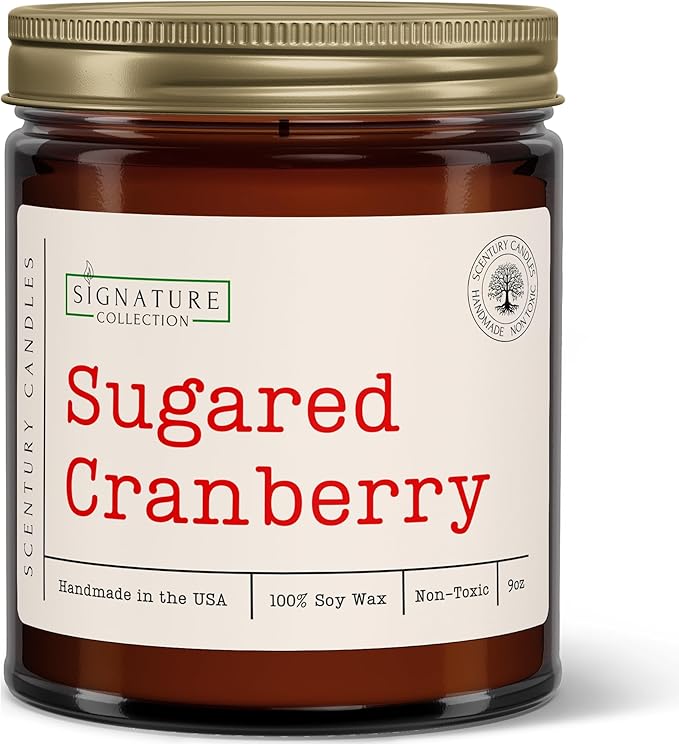 Sugared Cranberry Holiday Scented Candle, Many Scents to Choose from, All Natural Non-Toxic Soy Wax, Handmade in The USA (Sugared Cranberry)