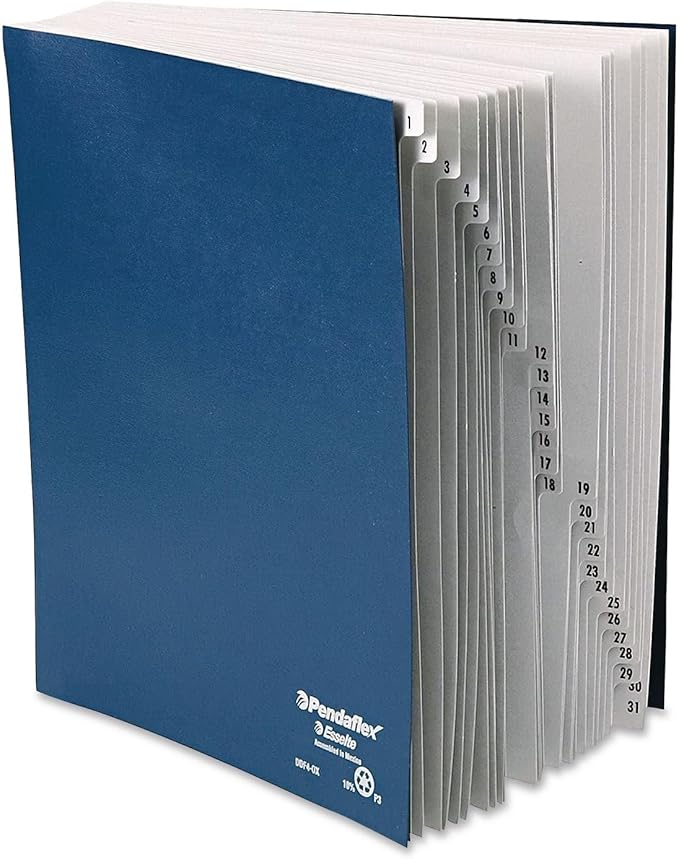 Pendaflex Expanding Desk File, Laminated Daily Tabs, Letter Size, Navy, Each (DDF4-OX)