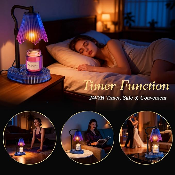 Candle Warmer Lamp with Timer & Dimmable 4-Level Brightness - Adjustable Height,for New Home Bedroom, Gifts for Women(Blue)