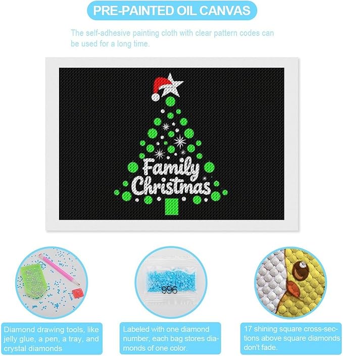 AIVKIEJK Diamond Painting Kits for Adults - Cute Family Christmas Painting DIY 5D Full Drill Diamond Dots Paintings with Diamonds Gem Art and Crafts Home Decor 8"x12"