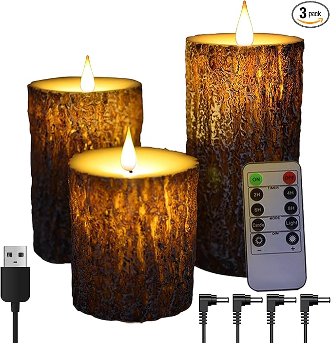 NICEME LED Flameless Candles Real Wax Battery Operated Candles Flickering Teardrop Wick Electric Decorative Pillar Candles with Remote Timer