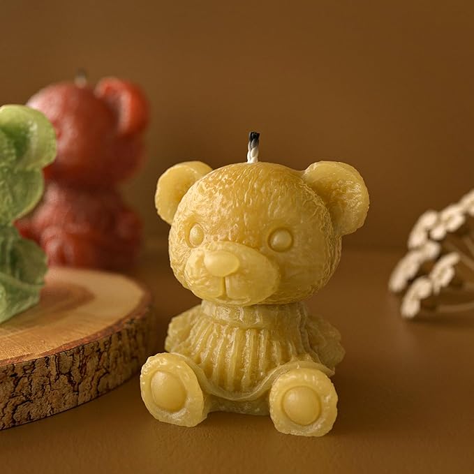 2 Pack Cylinder Animal Molds Bear Candle & Resin Mold - Resin Casting Silicone Molds for Home Decor & Candle Making Wave Spiral Mold