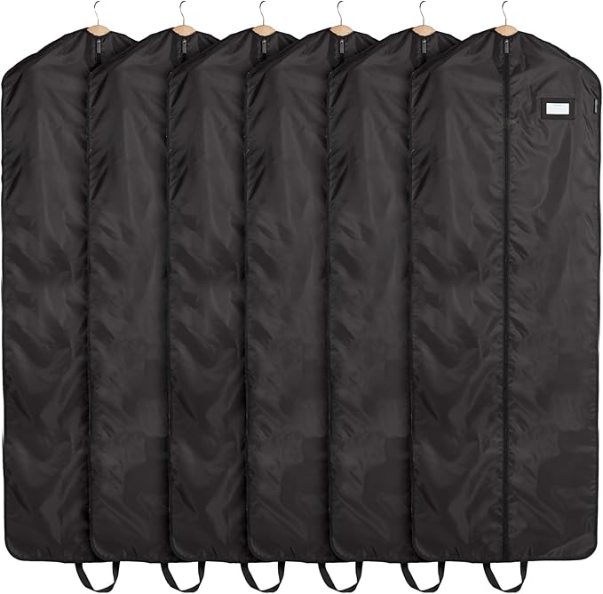 Covermates Keepsakes Garment Bag Set - Premium Polyester - Full Length Zipper - ID Window - Carrying Handles - Closet Storage, Black