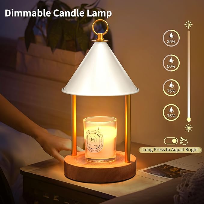 OGACFO Candle Warmer Lamp with Timer and Dimmable, Birthday Gifts Women Mom, Flameless Wax Warmer with Anti-Scald Bi Metal Shade for Jar Candles, Includes 2 Bulbs, Home Decor (White)