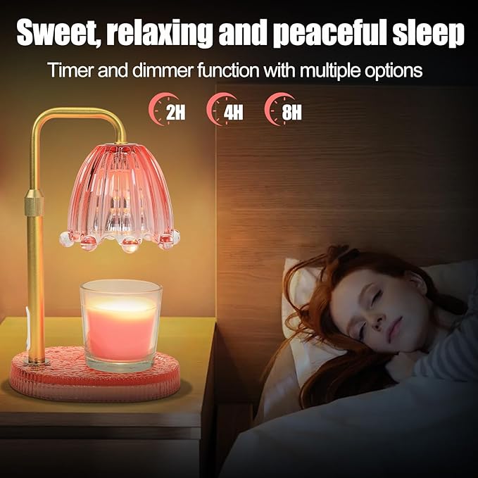 Candle Warmer Lamp with Timer - Electric Wax Melt Warmer with Adjustable Height and Dimmer for Scented Candle Wax, Home Fragrance Décor and House Warming Birthday Gifts for Women Mom