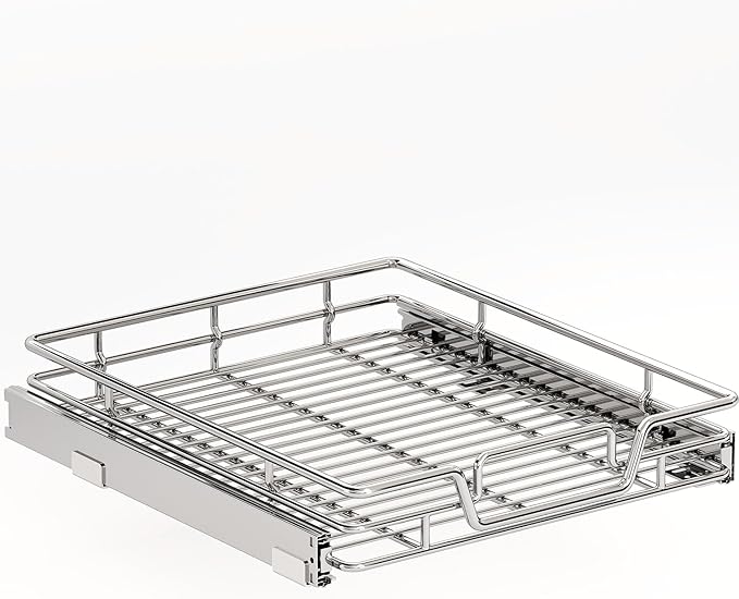 Kitchen Cabinet Pull Out Shelf and Drawer Organizer Slide Out Pantry Storaqe Basket in Multiple Sizes (17" W x 18" D,1 Tier)
