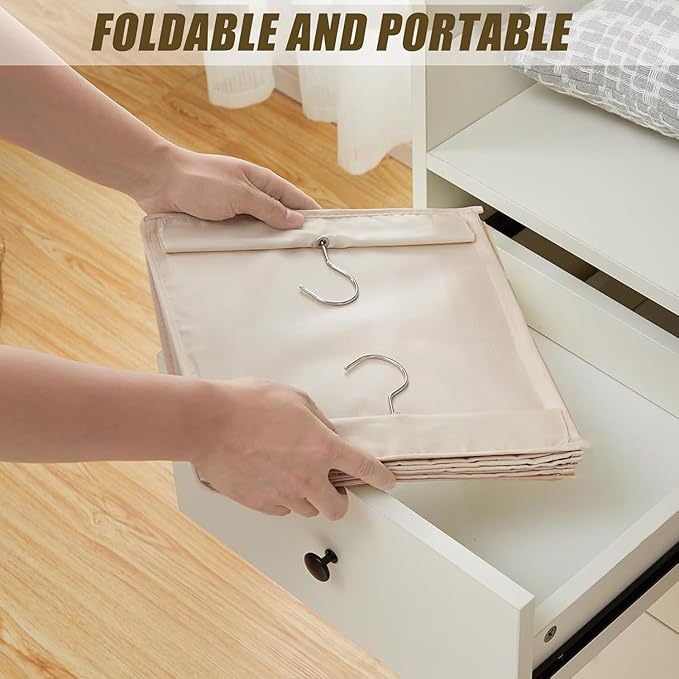 2 Pack 6-Shelf Hanging Closet Storage,Strong Frame Beige Closet Organizer with Side Pockets for Clothes and Accessories, Closet Organizers and Storage Solution, Send Goods from Local Warehouse