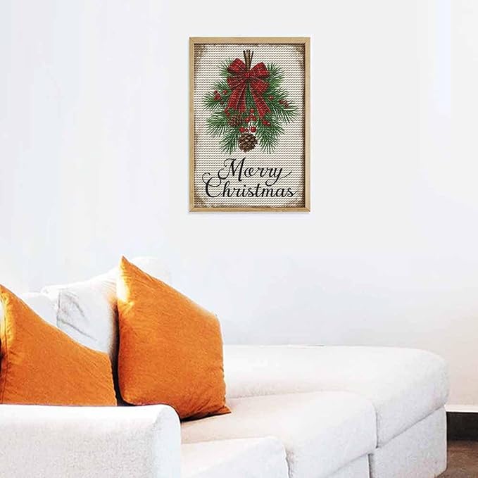 AIVKIEJK Diamond Painting Kits for Adults - Merry Christmas Holly, Pine Cones & Red Plaid Bow Painting DIY 5D Full Drill Diamond Dots Paintings with Diamonds Gem Art and Crafts Home Decor 8"x12"