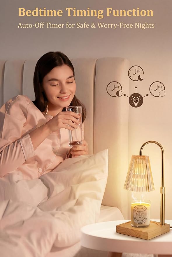 Dimmable Candle Warmer Lamp with Timer Electric Decor Candle Warmer for House Warming Candle Light for Jar Candles Wax Melt Warmer Presents for Women Mom Birthday Festival (Gold)