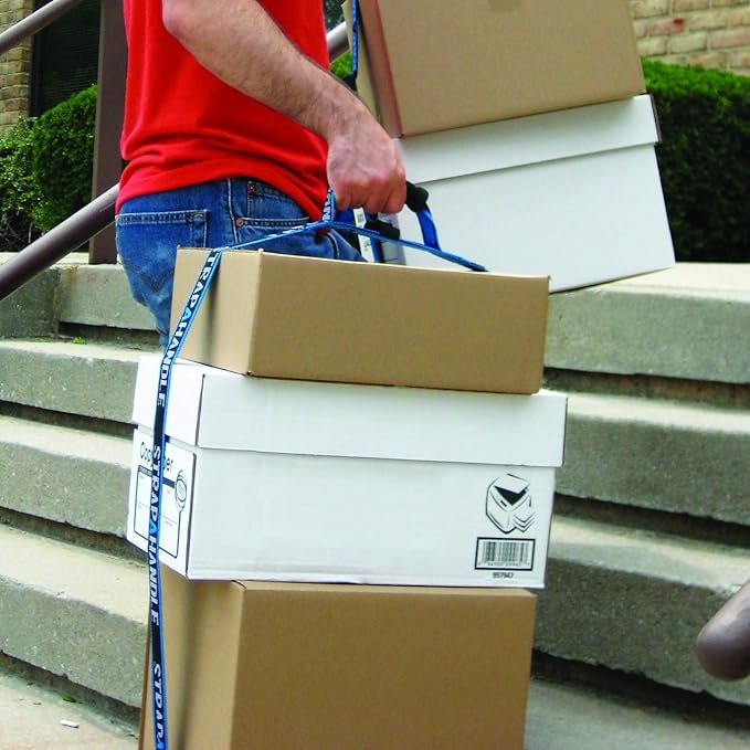8’ Carry Strap with Handle | 2-Pack | Adjustable Belt | Easy, Safe, Secure, Lifting, Moving, Carrying Heavy Boxes, Groceries | Best Luggage Strap (Strap-A-Handle 2 Pack - 8ft. Length, 40lb. Capacity)