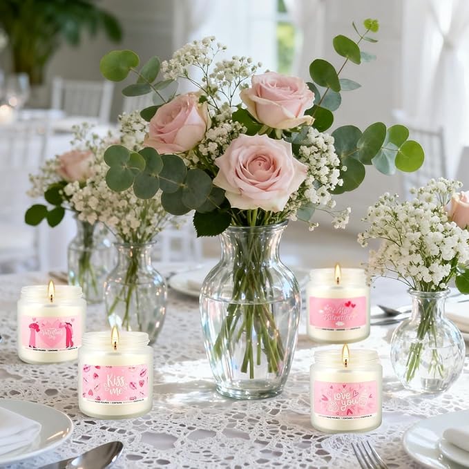Valentine's Day Scented Candles Gift Set, 6 Pack 3.05 oz Candles - Romantic Gifts for Her: Wife, Girlfriend, Mother, and for Him: Husband, Boyfriend - Long Lasting Aromatherapy Candle for Home Decor