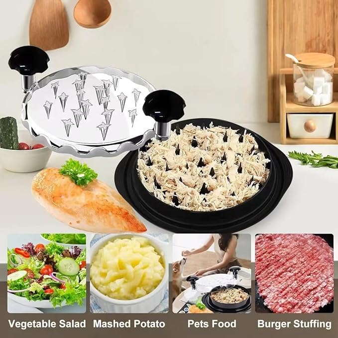 Chicken Shredder Tool 11 Inch with Cleaning Brush - Fast Meat Puller for Salads, Tacos & Sandwiches, Kitchen Shredder Claws with Transparent Cover
