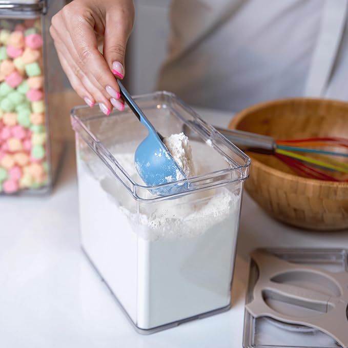 4-Pack Airtight Pantry Containers, 1.9 QT Clear SAN Food Storage Jars with Twist-Lock Lids, Detachable for Easy Cleaning, Stackable for Cereal, Pasta, Rice, Oats & Snacks White