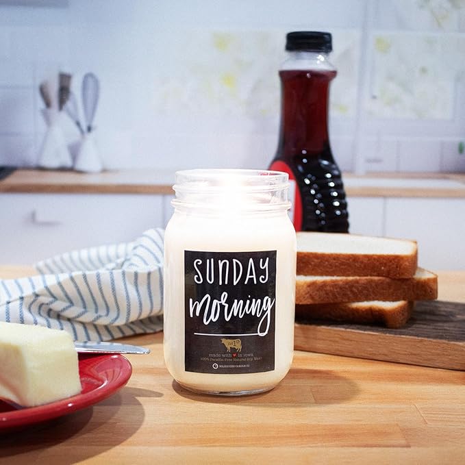 Milkhouse Candle Company - Sunday Morning - 13oz Beeswax and Soy Candles - Farmhouse Collection - 100% Natural, Paraffin Free, with Premium Fragrance Oil, Glass Jars with Lids