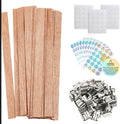 50 Pcs Wood Wicks for Candle Making - Smokeless Crackling Wooden Candle Wicks Kit with Stands & Labels Candle Wicks for Candle Making