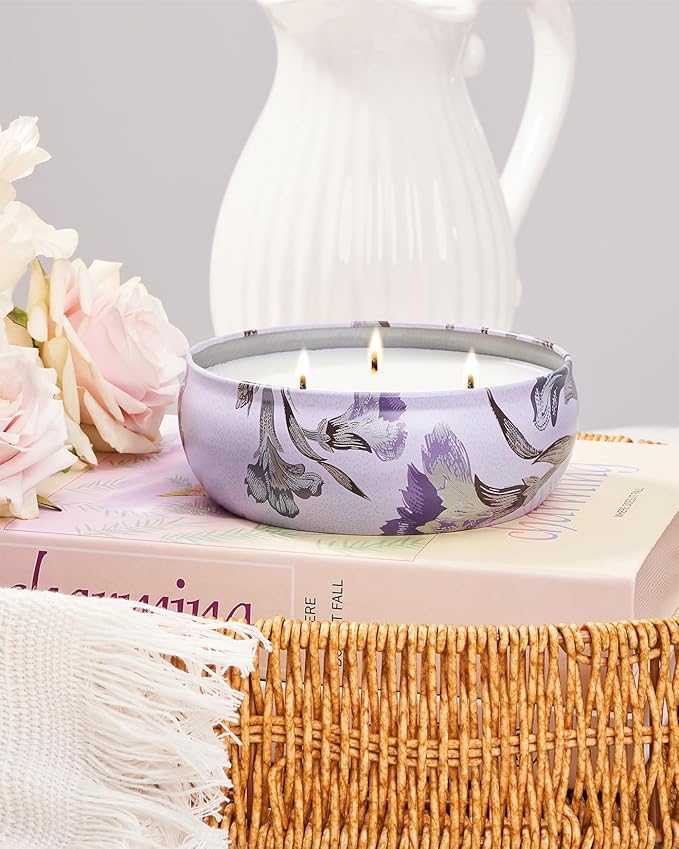 M&SENSE Citrus Berry Scented Candles 12 oz, Large 3 Wick Soy Tin Candle, Over 40 Hour Burning Time, 100% Natural Vegan Wax Relaxing Aromatherapy Aesthetic Candle Gift for Women Men