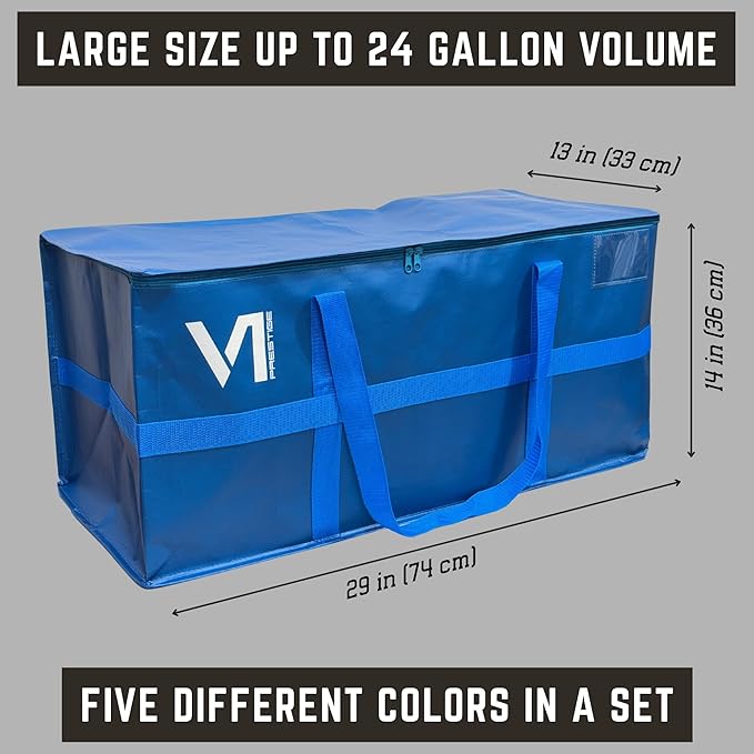 Moving Bags Heavy Duty, Packing Bags For Moving, Ultra Reinforced Camping Cargo Bag, Waterproof Canvas Storage Bins with Lids, Sturdy Extra Large Tote Bag with Zippers and Handles, Set of 5 Colors