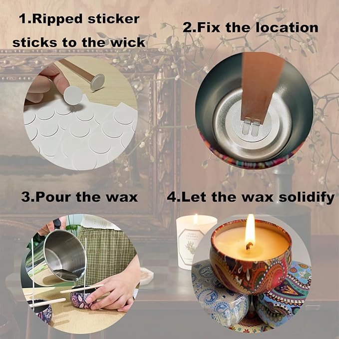 800 pcs Candle Wick Stickers Adhesive Double-Sided Stickers Candle Making Supplies