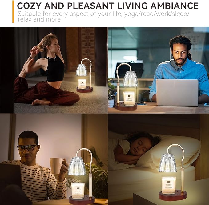 TOACSUCP Candle Warmer Lamp with 3 Bulbs, Adjustable Height Dimmable Candle Warmer with Timer, Compatible with Large Jar Candles, Candle Lamp with Charming Gift Box for Her/Him