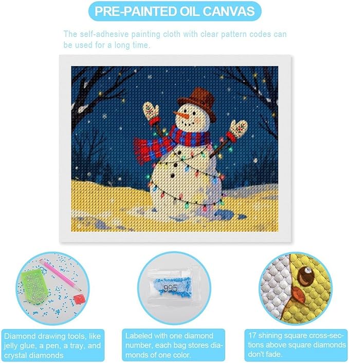 AIVKIEJK Diamond Painting Kits for Adults - Christmas Winter Snowman & Twinkling Painting DIY 5D Full Drill Diamond Dots Paintings with Diamonds Gem Art and Crafts Home Decor 16"x20"