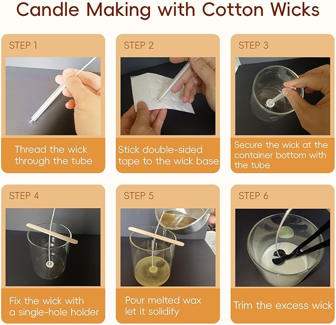 150 Pcs Candle Wick Set with Storage Box, Double-Layered Rosewood Wicks, Cotton Wicks, Trimmer, Tweezers & More, for DIY Candle Making & Gifting (Trimmer+ Wooden(5.1")+Cotton(6"))