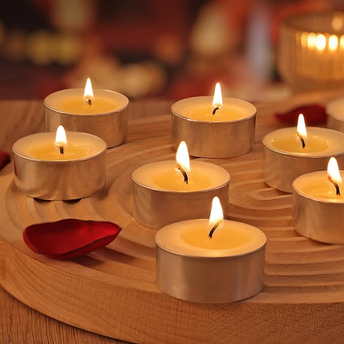 DEVI 6 Hours Soy Tea Lights Candles 25 Pack, Unscented White Tea Candles Bulk-6 Hours Long Burning, Small Soy Tea Lights for Thanksgiving, Christmas Decor