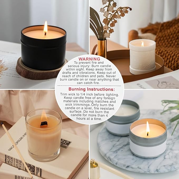 1500PCS Candle Warning Labels,Candle Wick Stickers,1 Inch Candle Safety Stickers,Candle Jars and Tins Warning Labels for Candle Making DIY Candle Jars