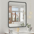 OKPAL 20 x 24 Inch Black Bathroom Mirrors for Over Sink, Rounded Rectangle Black Bathroom Vanity Mirror, Beveled Framed Mirror for Wall, HD Glass, Anti-Rust Aluminum Alloy Mirror