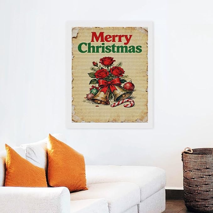 AIVKIEJK Diamond Painting Kits for Adults - Merry Christmas Santa, Holly & Vintage Painting DIY 5D Full Drill Diamond Dots Paintings with Diamonds Gem Art and Crafts Home Decor 16"x20"