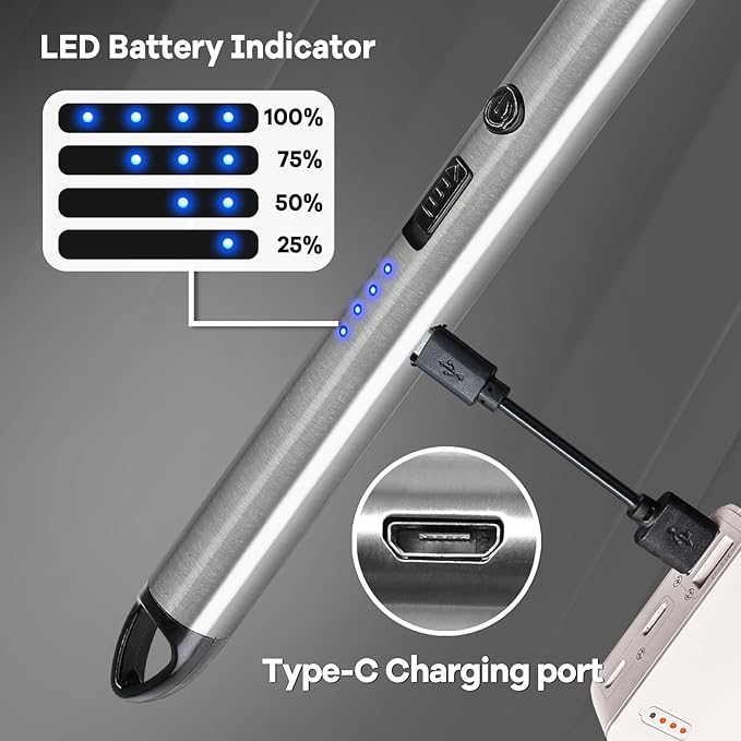3 Pack Candle Lighter Electric Rechargeable Arc Windproof Lighters Flexible Neck Long Rotate 360 Plasma Lighter USB Flameless Lighters Candles Grill BBQ