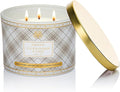 M&SENSE Plaid Pattern 3 Wick Soy Candles,11.64 oz Large Cactus Flower&Sage Scent Candle for Relaxation, Gifting, Home Décor | for Bedroom, Office, Party
