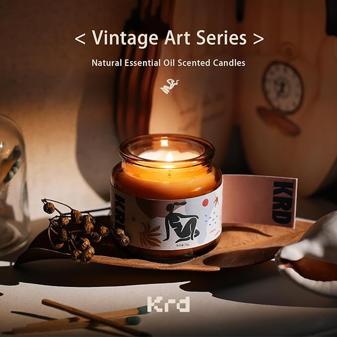 KRD Scented Candles Gift Set for Women, 6 Pack Strong Fragrance, 15.6oz Total (6x2.6oz), 120H Burn, Long Lasting Aromatherapy Soy Wax for Home Spa Relaxation