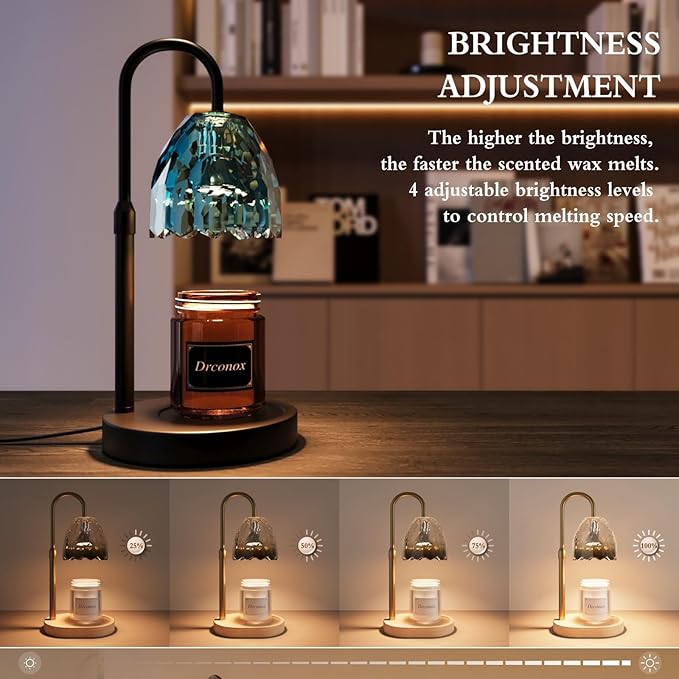 Candle Warmer Lamp with Timer Dimmable, Adjustable Height Wax Melt Warmer for Jar Candles, Birthday Gifts for Women, House Warming Gifts New Home Decor with 2 Bulbs, Blue