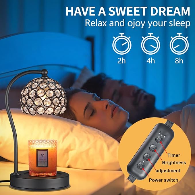 Dimmable Electric Candle Warmer Lamp with Timer Home Decor Wax Melts Warmer for Jar Scented Candles Mother's Day Thanksgiving Christmas Day Gift for Women with 2 Bulbs