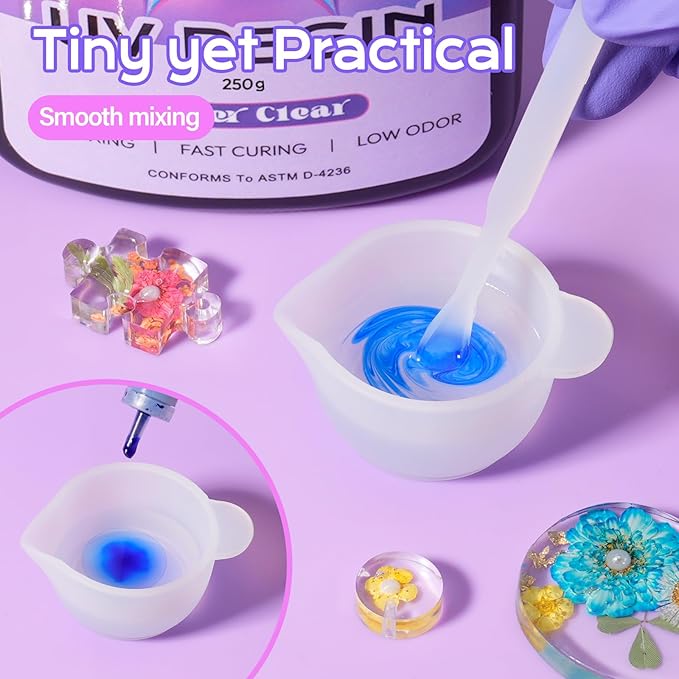 HeyClear 250g UV Resin kit -Crystal Clear, Hard UV Epoxy Resina para Manualidades Fast Curing Glue uv with Silicone Molds, Mat for Beginners Jewelry Making, DIY Crafts Art, Casting Coating