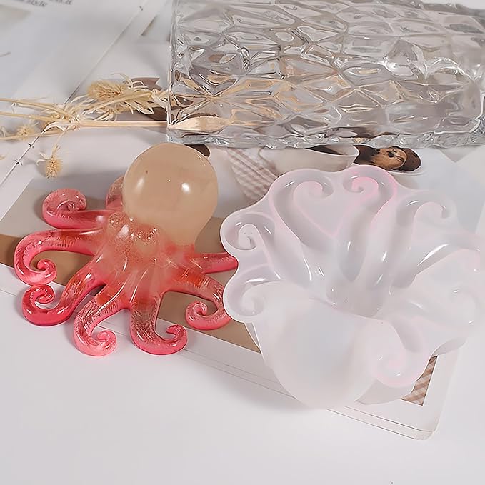 Octopus Animal Cylinder Candle & Resin Mold - Resin Casting Silicone Molds for Home Decor & Candle Making Wave Spiral Mold