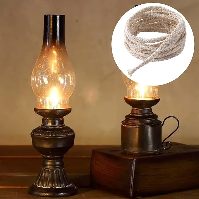 32.75 Ft Cotton Wicks for Oil Lamps, 1/8 Inch Braided Round Candle Wicks Replacements, Candlemaking Supplies (10 m)