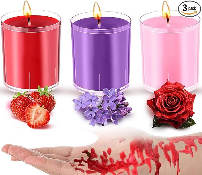 3 Pcs Low Temperature Candles Valentine's Day Rose Scented Candles Low Heat Strawberry Fragrance Night Dripping for Aromatherapy Valentine Weddings Decor Each 2.82 oz