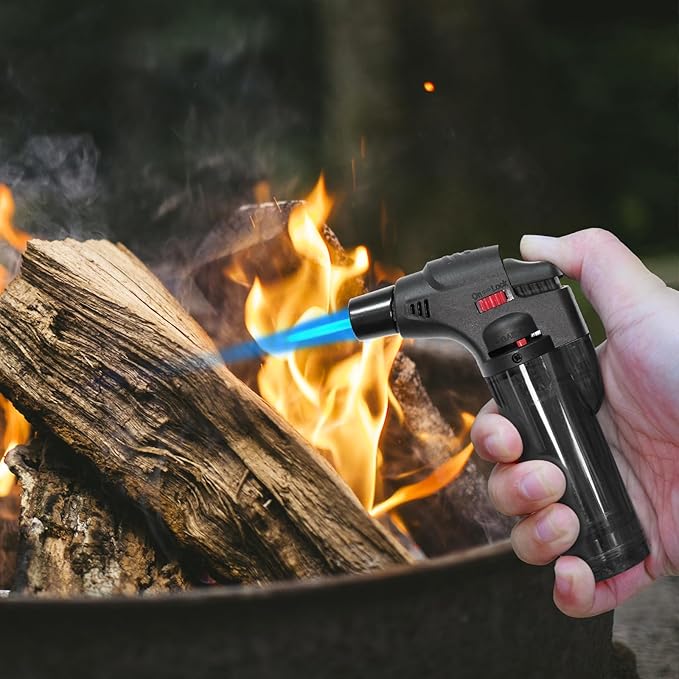 Torch Lighters 5 Pack Butane Refillable Jet Flame Torch Lighter Multi Utility Lighter Blow Windproof Torch for Candle Fireplace Camping Grill BBQ(Fuel Not Included)