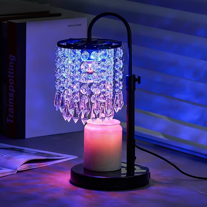 Candle Warmer Lamp with Timer Dimmer and 3 Bulbs, Lamp Candle Warmer with Marble Base,Wax Melt Warmer for Jar Candles, Birthday Gifts for Women Mom, House Warming Gifts New Home Decor (RGB-Black)