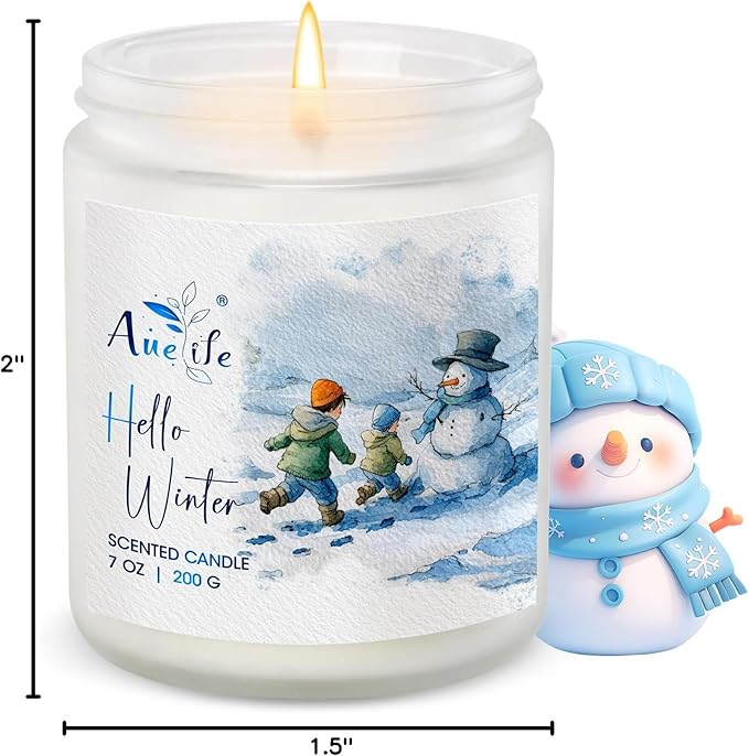 Hello Winter Candle | Fresh Citrus & Jasmine Scented Soy Candles - Winter Aromatherapy Candles Gift for Women & Men, Cozy Holiday Home Décor Candle, Long Lasting Clean Burn