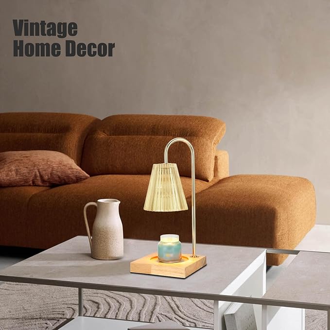 Candle Warmer Lamp with Timer, Vintage Electric Candle Lamp Warmer, Mothers Day Presents for Mom, House Warming Decor, Dimmable Candle Melter for Scented Wax, Amber