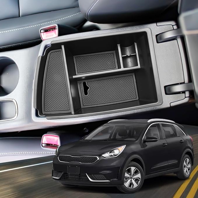 YEE PIN Kia Niro Center Console Organizer - Armrest Console Tray Storage Tray for 2016 2017 2018 2019 2020 2021 2022 Kia Niro Accessories (Gas & Hybrid)