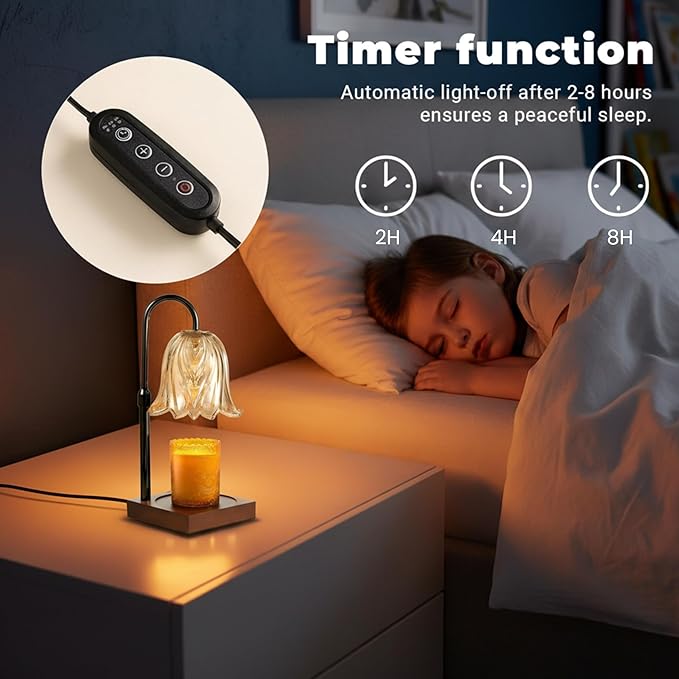 With Memories-Candle Warmer Lamp with Timer Dimmable, Birthday Gifts for Women Mom, House Warming Gifts New Home Decor, Wax Melt Warmer for Jar Candles with 2 Bulbs (Black)